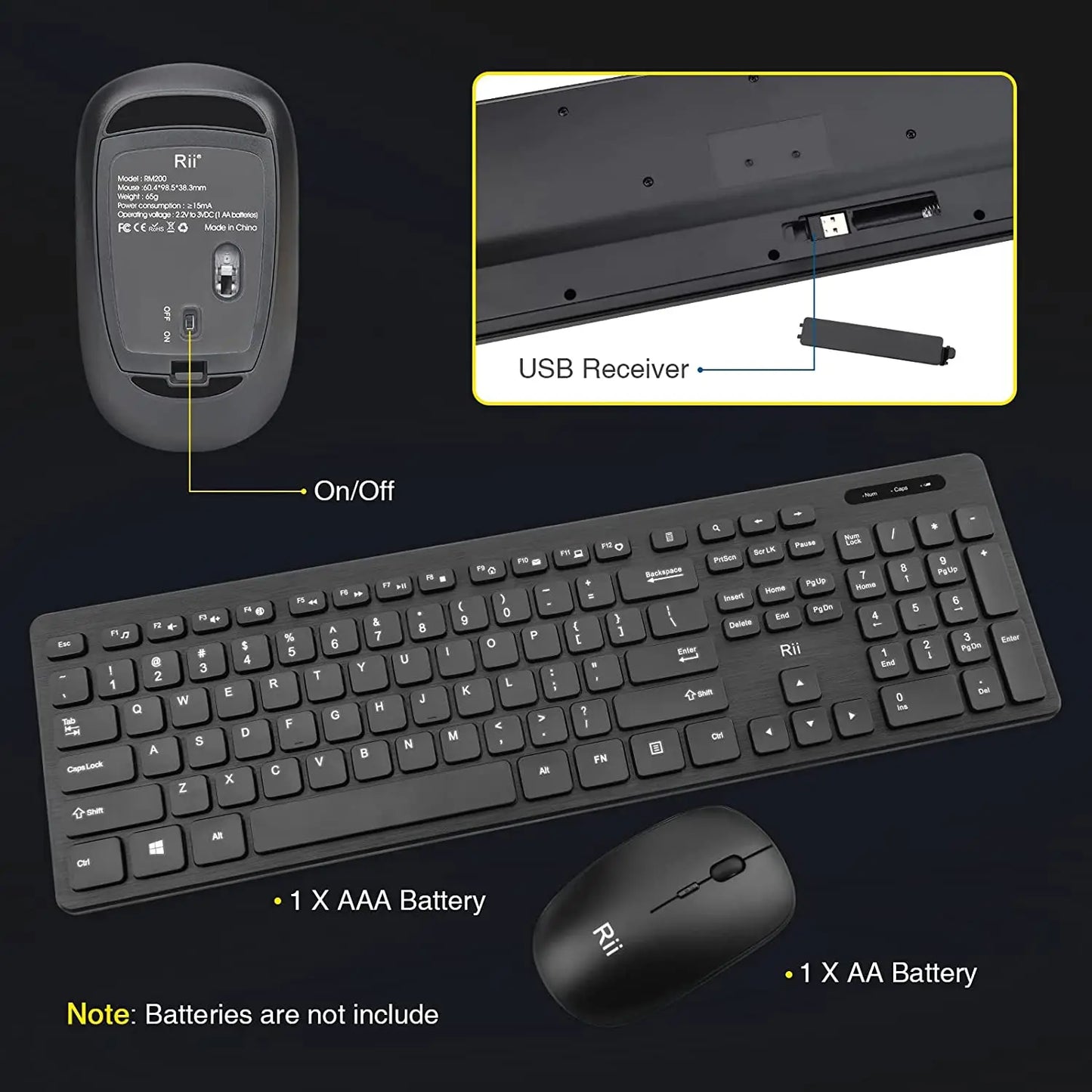 Wireless Keyboard and Mouse Combo  Standard Office Keyboard and Mouse for Windows/Android TV Box/Raspberry Pi/Pc/Laptop/Ps3/4