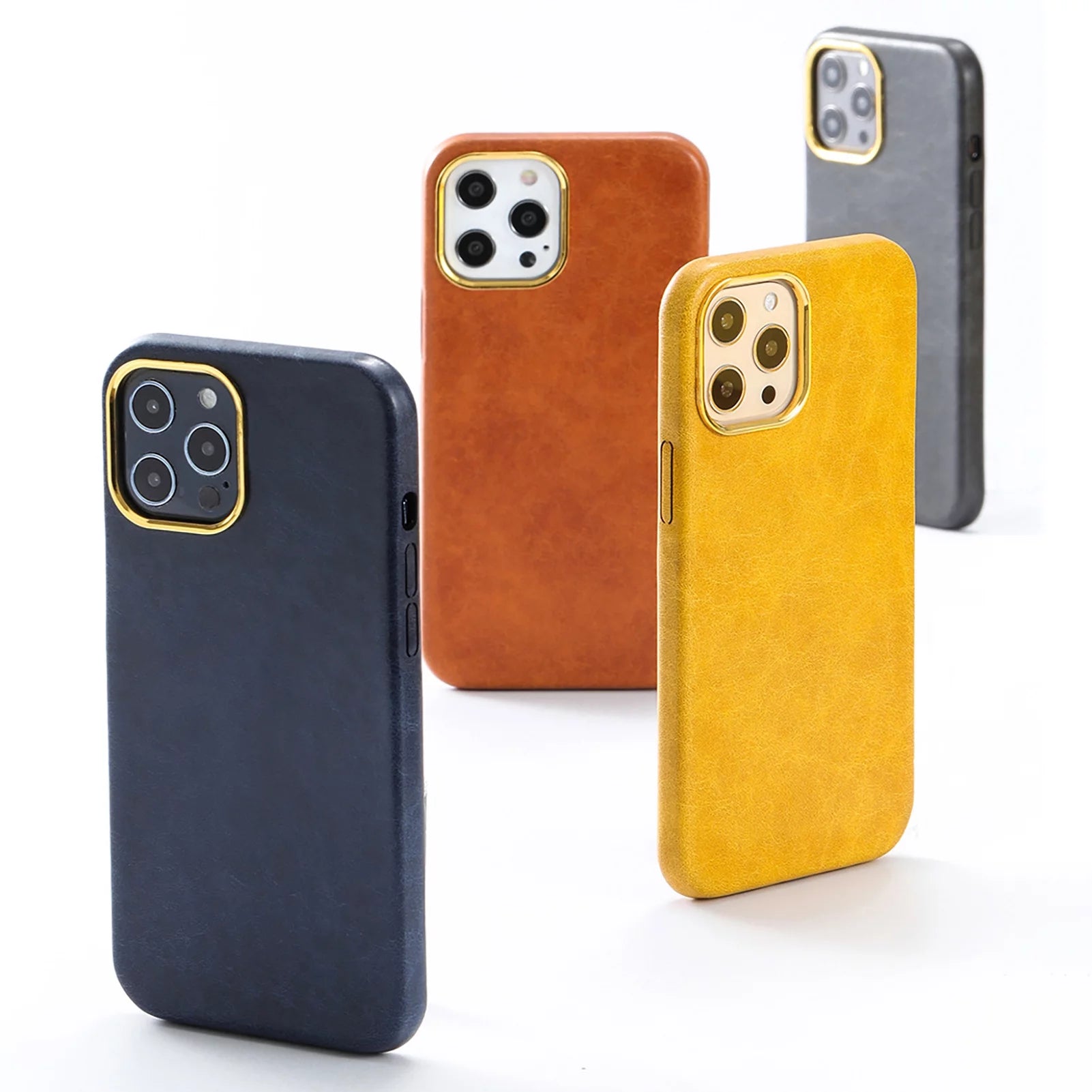 Phone Back Shell Anti-Fall Shock-Proof Ultra-Thin PET Leather Pattern Solid Color Phone Case for Iphone 12/12 Pro/12 Pro Max/13/13 Pro/13 Pro Max,Blue for Iphone 12 Pro Max